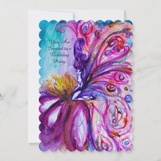 WHIMSICAL CUTE FLOWER FAIRY IN PINK, GOLD SPARKLES KAART (Voorkant)