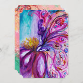 WHIMSICAL CUTE FLOWER FAIRY IN PINK, GOLD SPARKLES KAART (Voorkant / Achterkant)