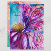 WHIMSICAL CUTE FLOWER FAIRY IN PINK, GOLD SPARKLES KAART (Voorkant / Achterkant)