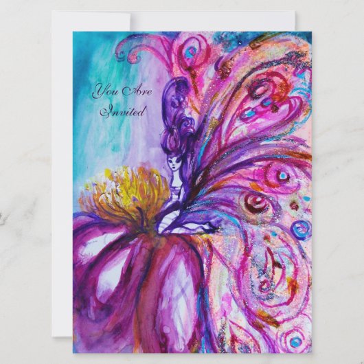 WHIMSICAL CUTE FLOWER FAIRY IN PINK, GOLD SPARKLES KAART (Voorkant)