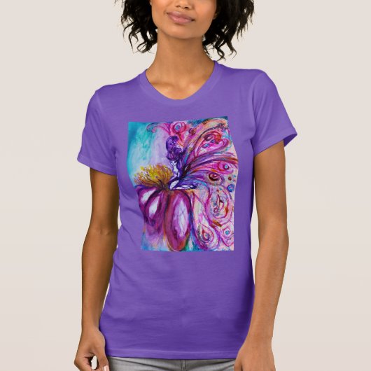 WHIMSICAL CUTE FLOWER FAIRY IN PINK, GOLD SPARKLES T-SHIRT (Voorkant)