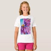WHIMSICAL CUTE FLOWER FAIRY IN PINK, GOLD SPARKLES T-SHIRT (Voorkant volledig)