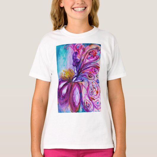 WHIMSICAL CUTE FLOWER FAIRY IN PINK, GOLD SPARKLES T-SHIRT (Voorkant)