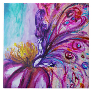 WHIMSICAL CUTE FLOWER FAIRY IN PINK, GOLD SPARKLES TEGELTJE