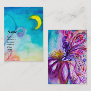 WHIMSICAL CUTE FLOWER FAIRY IN PINK, GOLD SPARKLES VISITEKAARTJE