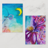 WHIMSICAL CUTE FLOWER FAIRY IN PINK, GOLD SPARKLES VISITEKAARTJE (Voorkant / Achterkant)