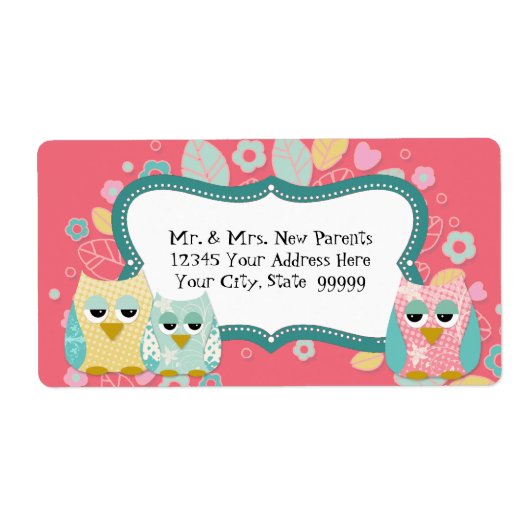 Whimsical Cute Fun Swirl Owl Baby shower Stickers (Voorkant)