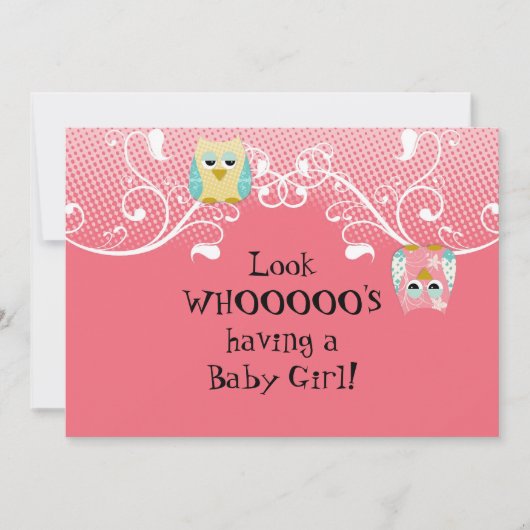 Whimsical Cute Fun Swirl Owl Owls Baby shower Kaar Kaart (Voorkant)