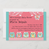 Whimsical Cute Fun Swirl Owl Owls Baby shower Kaar Kaart (Achterkant)