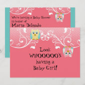 Whimsical Cute Fun Swirl Owl Owls Baby shower Kaar Kaart (Voorkant / Achterkant)