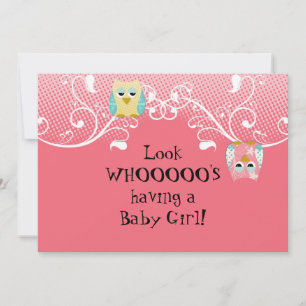 Whimsical Cute Fun Swirl Owl Owls Baby shower Kaar Kaart