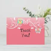 Whimsical Cute Fun Swirl Owl Ownership Baby Dankuw Bedankkaart (Staand voorkant)