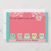 Whimsical Cute Fun Swirl Owl Ownership Baby Dankuw Bedankkaart (Achterkant)