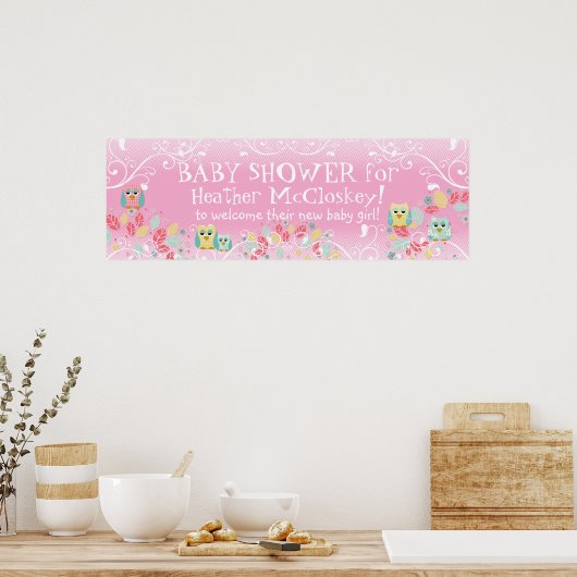 Whimsical Cute Fun Swirl Owl Ownership Sign Poster (Keuken)