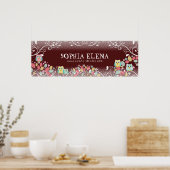 Whimsical Cute Fun Swirl Owl Ownership Wall Poster (Keuken)