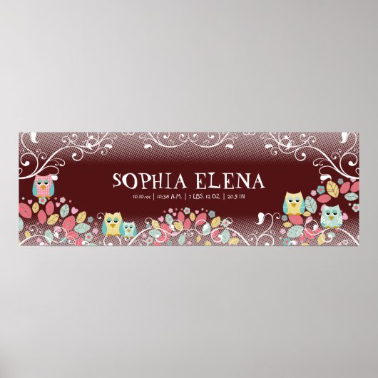 Whimsical Cute Fun Swirl Owl Ownership Wall Poster (Voorkant)
