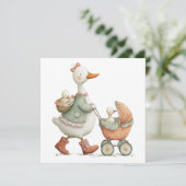 Whimsical Cute Gans Moederdag Moeder en Kinderen Kaart (Staand voorkant)