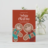 Whimsical Cute Gingerbrood Cookies Merry Kerstmis Feestdagenkaart (Staand voorkant)