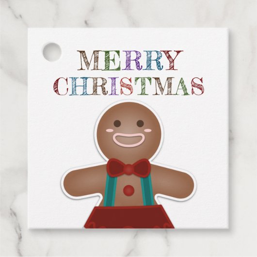 Whimsical Cute Gingerbrood Merry Kerstfeestdag Bedankjes Labels (Voorkant)