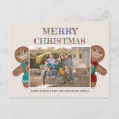 Whimsical Cute Gingerbrood Merry kerstfoto Feestdagenkaart (Voorkant)