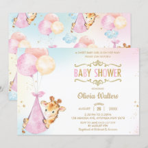 Whimsical Cute Giraffe Balloons Baby shower Girl I