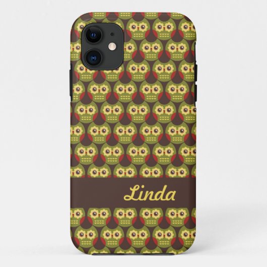 Whimsical Cute Green Owl Pattern 1 iPhone 5 Hoesje (Achterkant)