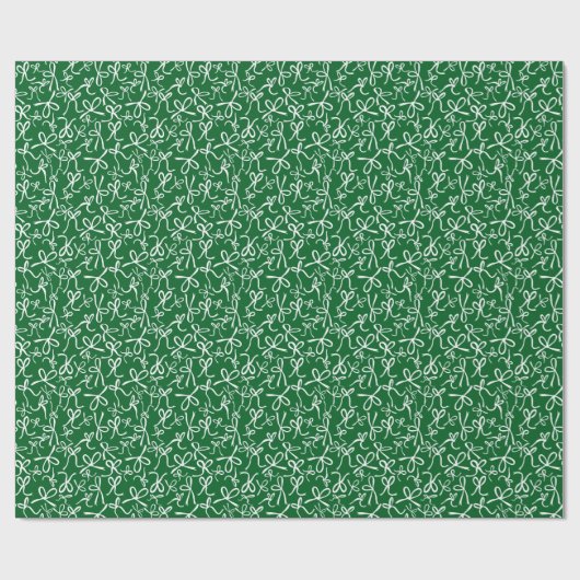 Whimsical Cute Green White Bows Pattern Girly Gift Cadeaupapier (Vlak)