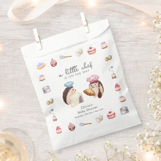 Whimsical Cute Hedgehog Chef Baker Baby Shower Bedankzakje (Geknipt)