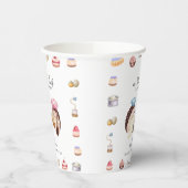 Whimsical Cute Hedgehog Chef Baker Baby Shower Papieren Bekers (Links)