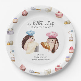 Whimsical Cute Hedgehog Chef Baker Baby Shower  Papieren Bordje