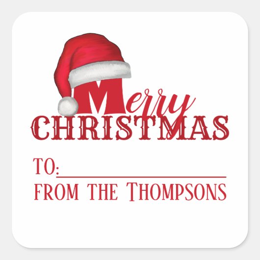 Whimsical Cute Holiday Santa Claus Kerstmis Vierkante Sticker (Voorkant)