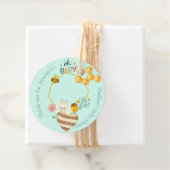 Whimsical Cute Honeycomb personalized Baby Shower Bedankjes Labels (In situ)