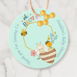 Whimsical Cute Honeycomb personalized Baby Shower Bedankjes Labels