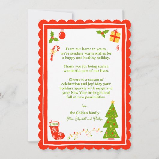 Whimsical Cute Icons Christmas CUSTOM PHOTO Feestdagenkaart (Achterkant)