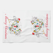 Whimsical Cute Kerstfeestay Puffins Theedoek (Horizontaal)