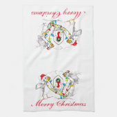 Whimsical Cute Kerstfeestay Puffins Theedoek (Verticaal)
