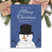 Whimsical Cute Kerstmis Snowman en Snowy Confetti Feestdagenkaart