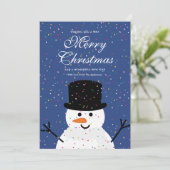 Whimsical Cute Kerstmis Snowman en Snowy Confetti Feestdagenkaart (Staand voorkant)