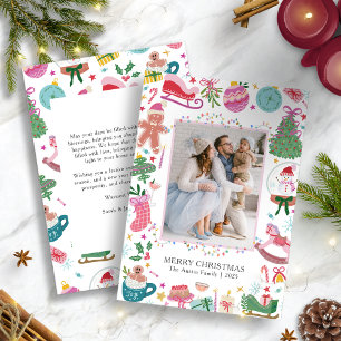 Whimsical Cute Kleurrijke Kerstmis Feestdagenkaart