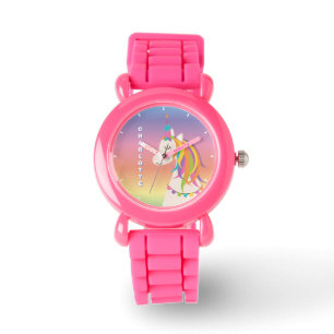 Whimsical Cute Magical Rainbow Unicorn - Aangepast Horloge