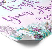 Whimsical Cute Mermaid was uw handen in de badkame Poster (Hoek)