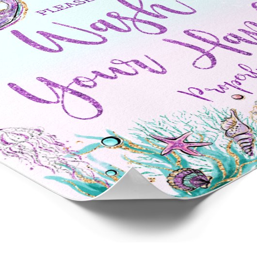 Whimsical Cute Mermaid was uw handen in de badkame Poster (Hoek)