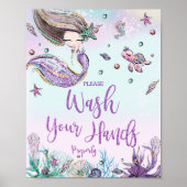 Whimsical Cute Mermaid was uw handen in de badkame Poster (Voorkant)