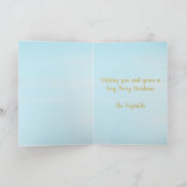 Whimsical Cute Merry Blue Car Fun Cartoon Feestdagen Kaart (Binnen)