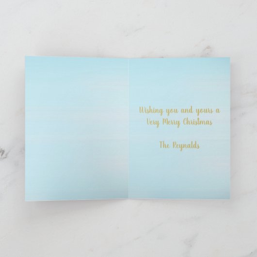 Whimsical Cute Merry Blue Car Fun Cartoon Feestdagen Kaart (Binnen)