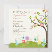 Whimsical Cute Owls Tree of Life Heart Leaf Swirls Aankondiging (Voorkant)