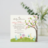 Whimsical Cute Owls Tree of Life Heart Leaf Swirls Kaart (Staand voorkant)