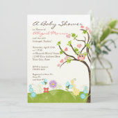 Whimsical Cute Owls Tree of Life Heart Leaf Swirls Kaart (Staand voorkant)