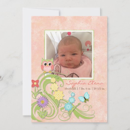 Whimsical Cute Owls Tree of Life Heart Leaf Swirls Kaart (Achterkant)