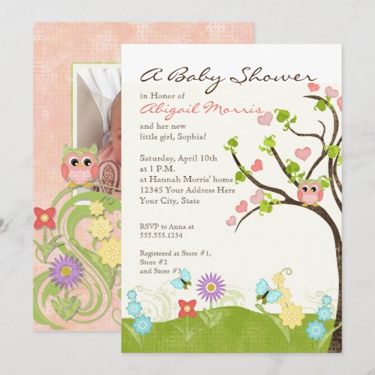 Whimsical Cute Owls Tree of Life Heart Leaf Swirls Kaart (Voorkant / Achterkant)